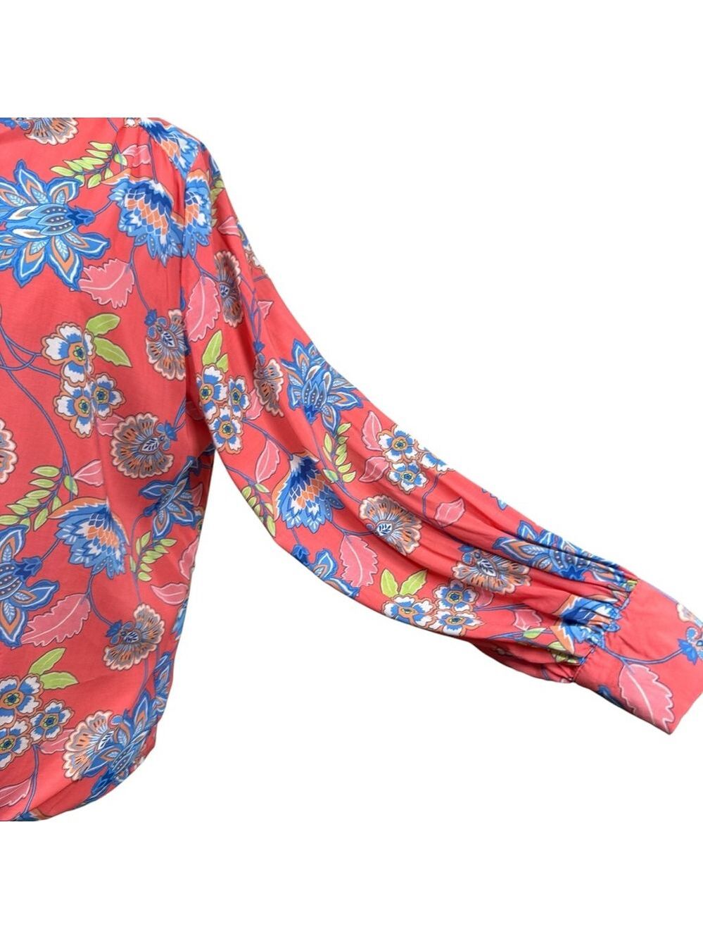 Ruby Rd Petite Floral Blouse Tie Front Boho Lightweight Top Size PM - Picture 4 of 8
